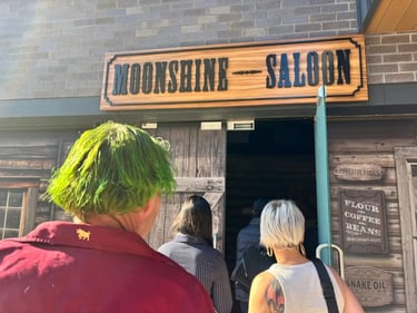 Moonshine Saloon entrance reaady to celebrate my June Birthday in Valley, Brisbane - party hire by SweetAz Co.