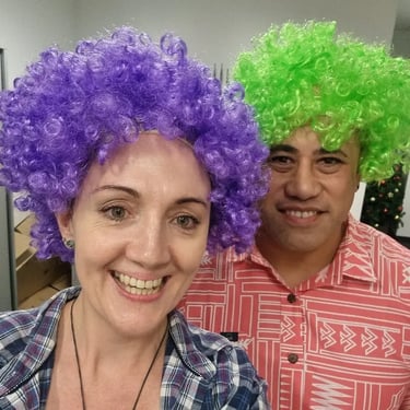 Party specialists rocking out at a Clown Doctors in Daisyhill, Logan - party hire by SweetAz Co.