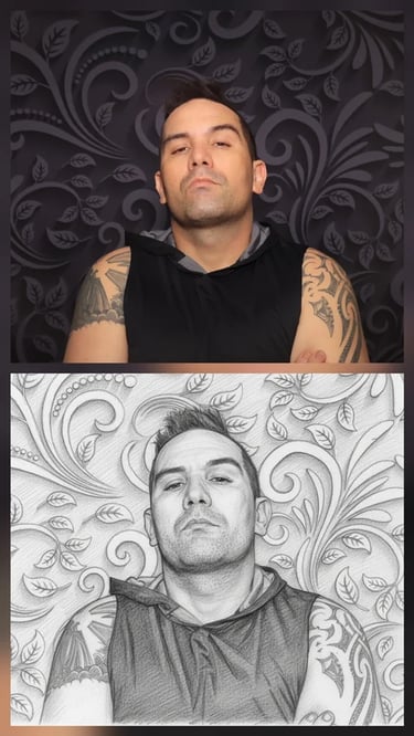 Photo Booth testing time for new AI Portrait in Redlandbay, Redlands - party hire by SweetAz Co.