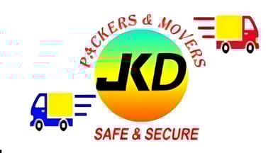 JKD Packers and Movers logo featuring moving trucks and safe and secure relocation services.