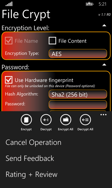 a windows phone app I wrote that encrypted your files