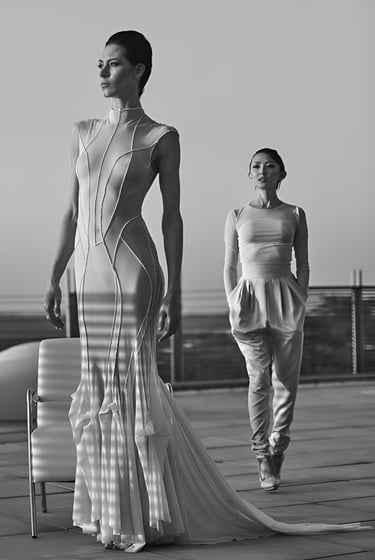 Elizabeth Lotz (Liz Lotz) art director fashion storyteller artist rooftop shoot campaign editorial with high fashion models s