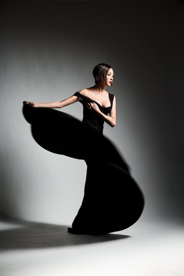 Elizabeth Lotz (Liz Lotz) art director fashion storyteller artist editorial campaign photoshoot with model Dionne Chen in bla