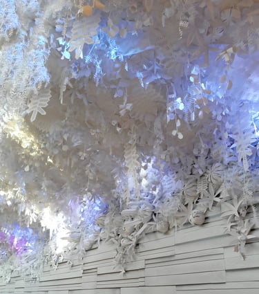Elizabeth Lotz (Liz Lotz) art director fashion storyteller artist paper art flower installation design at Menlyn Park