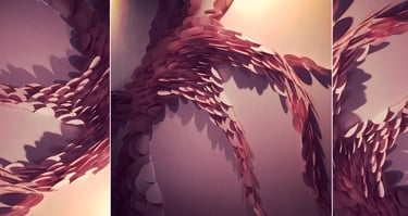 Elizabeth Lotz (Liz Lotz) art director jewelry installation artist paper installation display pink abstract design Zoja