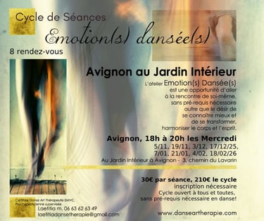 cycle séances danse thérapie avingon 8 dates groupe fermé inscription