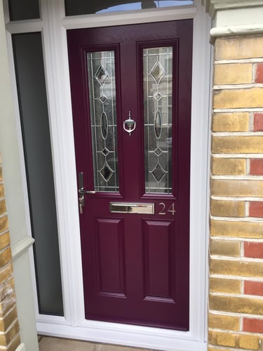 Purple coloured composite front door - a bespoke shade