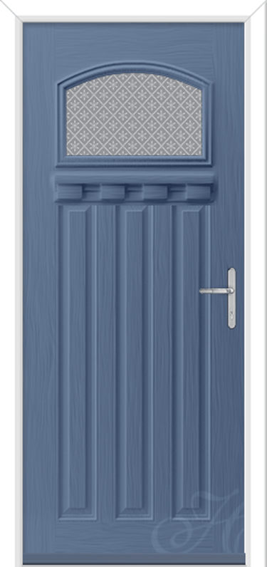 pigeon blue composite door with floral noir glass