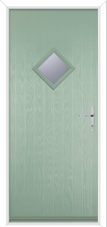 small chartwell green composite front door with diamond glass and chrome handle 