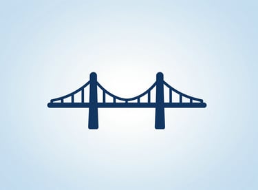 A minimalist icon representing a bridge between remote healthcare and advanced technology.