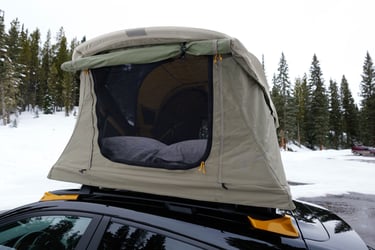 Bug Netting on doors of Thule Approach M Rooftop Tent