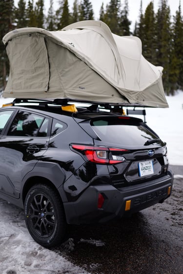 Wild Rovers 2025 Subaru Crosstrek Wilderness With Thule Approach M Rooftop Tent Back View
