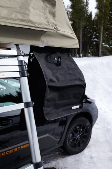 Closed up Thule Rooftop Tent Shoe organizer