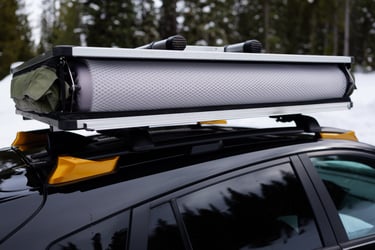 Folded closed Thule Approach Rooftop Tent With Anti-condensation mat