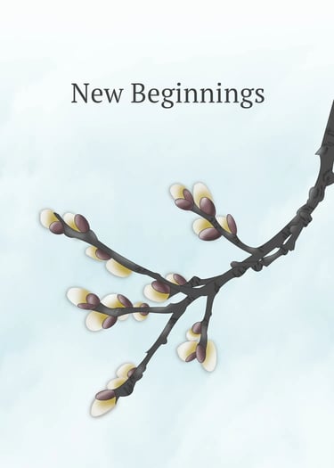 Minimal pussy willow branches on a neutral background, symbolizing new beginnings and renewal