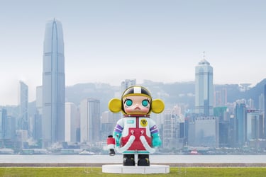 6m SPACE MOLLY Fiberglass Sculpture for MOLLY 20th Anniversary Art Park Display in Hong Kong by DEFARA
