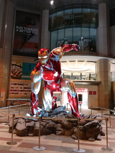 Iron Man Fiberglass Sculpture for Marvel Hero Exhibition Outdoor Night Display by DEFARA
