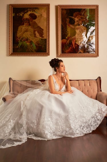 Bride on a couch