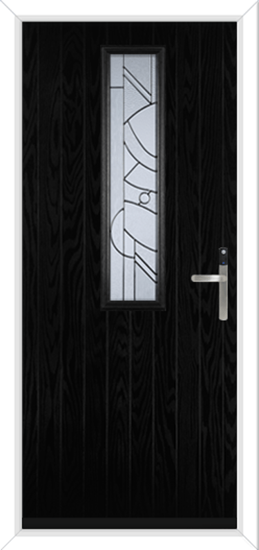 midnight black composite door with abstract glass and a Yale conexis lock