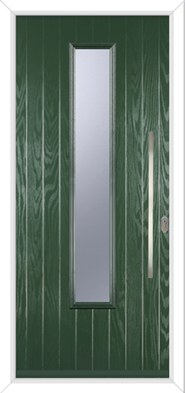 green Normanton 3/4 door with clear glass and short flat handle for a short door
