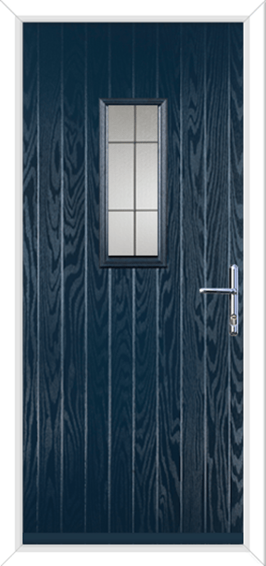 blue composite door with lead glass