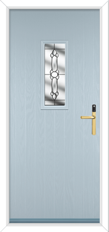 duck egg blue composite door with gold Yale conexis lock