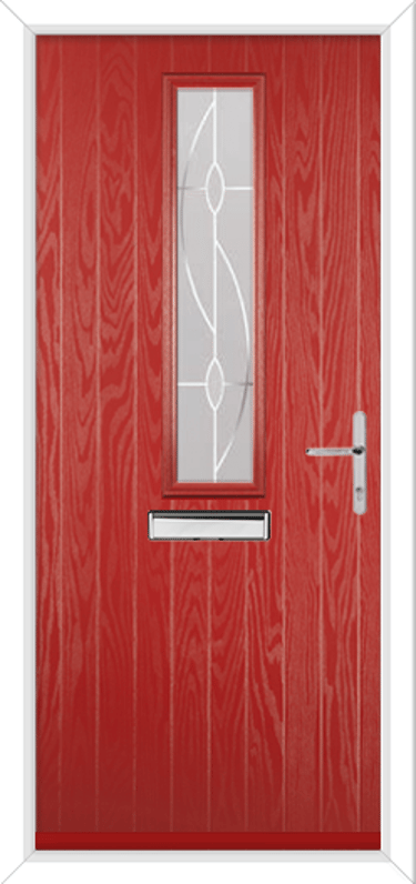 red composite door with pattern glass 