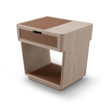 wooden bedside table