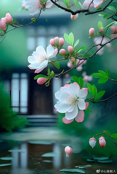 Two stems of white flowers with many buds – a symbol of purity, growth, and nature’s promise