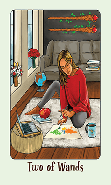 Jasper Tarot Next gen Two of Wands