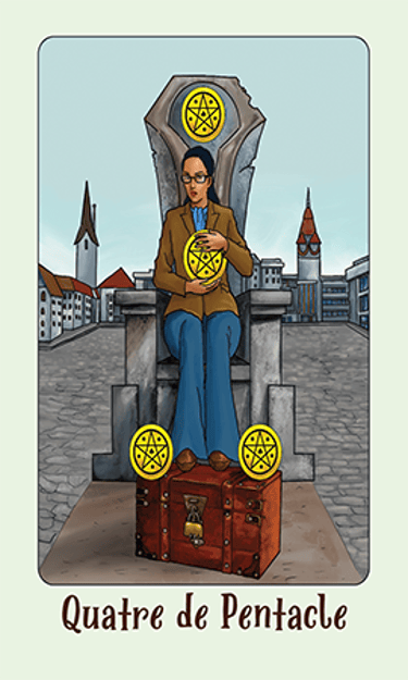 Jasper Tarot Next gen Quatre de Pentacle