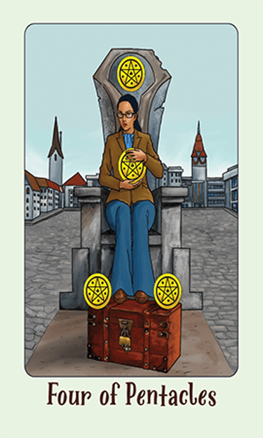 Jasper Tarot Next gen Four of Pentacles