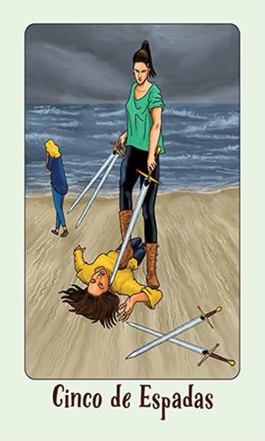 Jasper Tarot Next gen Cinco de Espadas