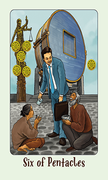 Jasper Tarot Next gen Six of Pentacles