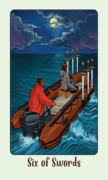 Jasper Tarot Next gen Six of Swords