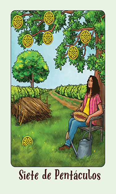 Jasper Tarot Next gen Siete de Pentaculos