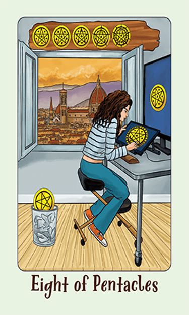 Jasper Tarot Next gen Eight of Pentacles