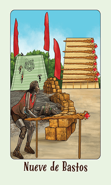 Jasper Tarot Next gen Nueve de Bastos