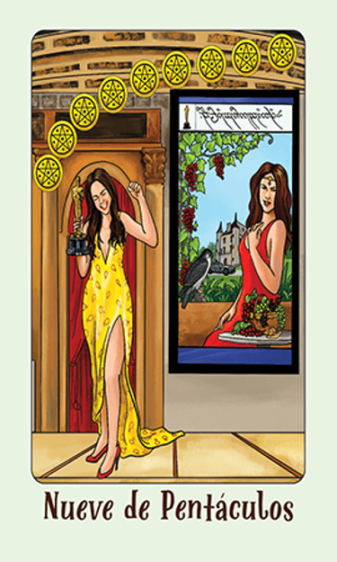 Jasper Tarot Next gen Nueve de Pentaculos