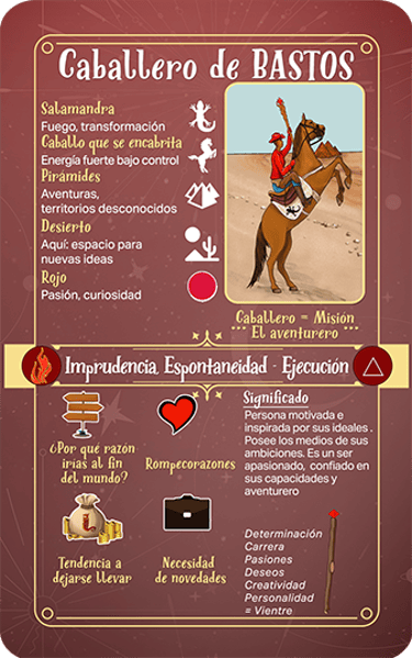 Jasper Tarot Next gen Explicación Caballero de Bastos