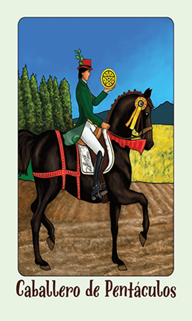Jasper Tarot Next gen Caballero de Pentaculos