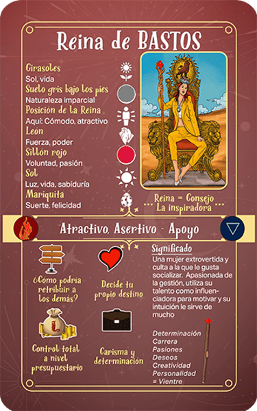 Jasper Tarot Next gen Explicación Reina de Bastos