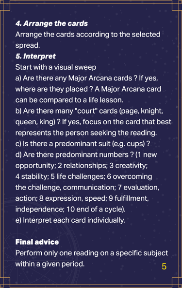 Jasper Tarot Next gen Explanation Booklet page 5