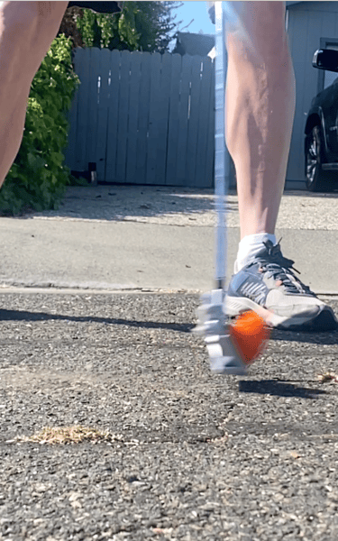 Street golf ball hit test showing its soft impact