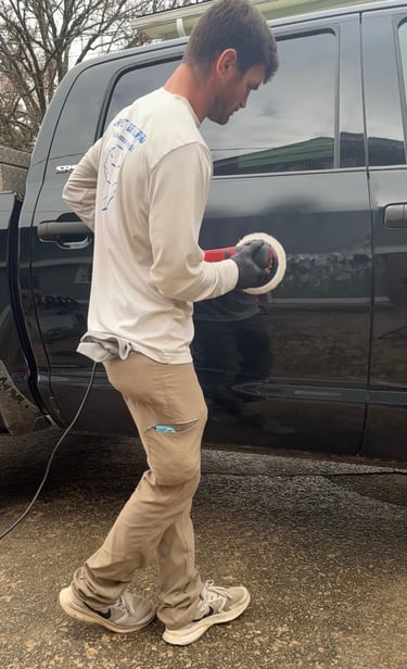 Man buffing truck