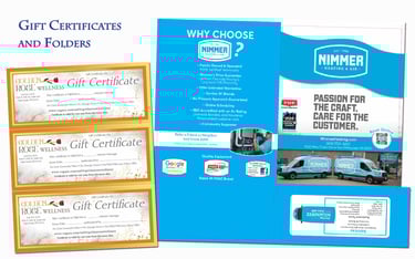 folders and gift certificates