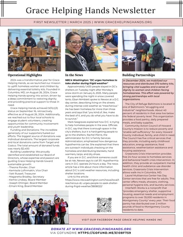 Grace Helping Hands March 2025 Newsletter