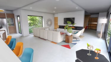Plans 2D/3D d'une villa contemporaine à Carqueiranne (83). Conception par architecte d'intérieur à Toulon.