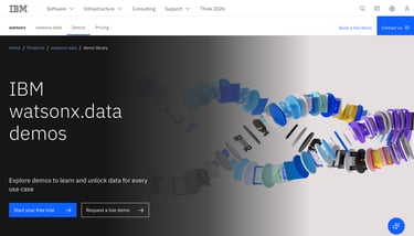 Screenshot of the IBM WatsonX.Data Demos website.