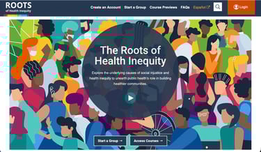 Screenshot of the Roots of Health Inequity website.